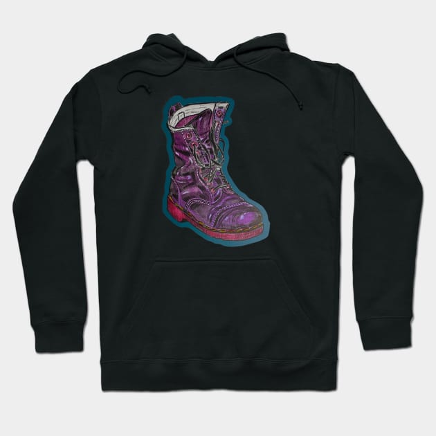 Purple Pop Boot by Jason Hancock Hoodie by Octo30